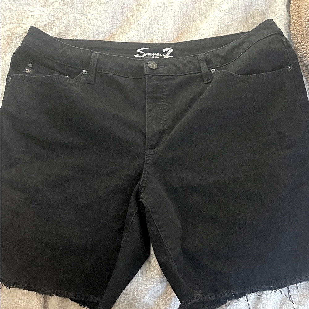 7 For All Mankind Jet Black Denim Shorts
